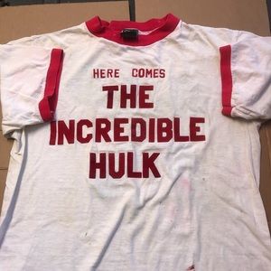 Vtg 70’s marvel Hulk felt letters ringer T-shirt